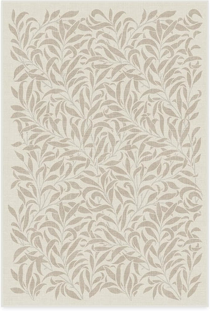 RUGGABLE x Morris & Co Washable Area Rug– Pure Willow Boughs Natural 4x6, Stain-Resistant, Non-Slip–Medium Machine Washable Rugs for Living Room, Bedroom, Hallway, Entryway & Office–with Standard Pad