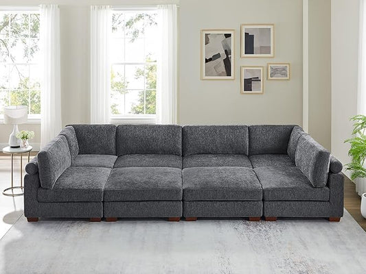 VANOMi Large Modular Sectional Sofa, Oversized Couch with Ottoman, Cloud Couch Deep Seat Sofa with Thick Cushion, Convertible Sectional Couches for Living Room Office Apartment