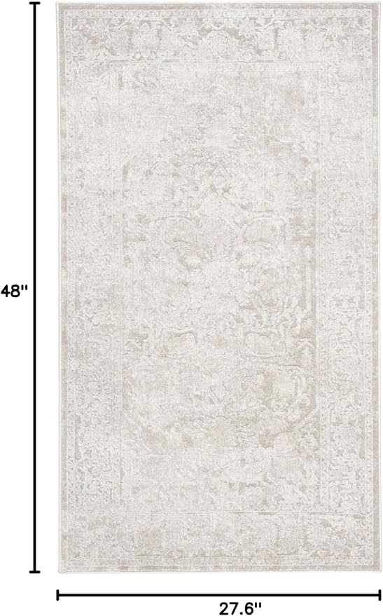 SAFAVIEH Reflection Collection Accent Rug - 2'3" x 4', Cream & Ivory, Non-Shedding & Easy Cleaning, Ideal for Entryway, Living Room, Bedroom (RFT665D)