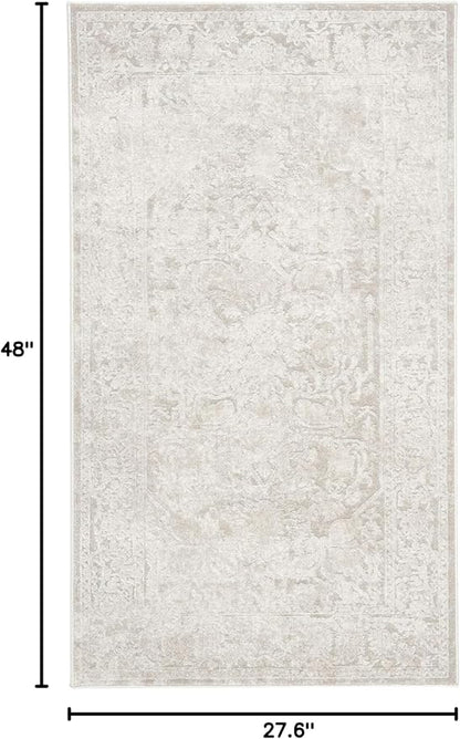 SAFAVIEH Reflection Collection Accent Rug - 2'3" x 4', Cream & Ivory, Non-Shedding & Easy Cleaning, Ideal for Entryway, Living Room, Bedroom (RFT665D)