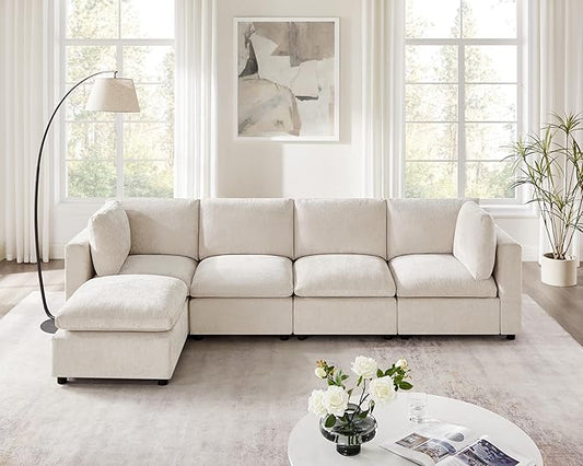 VANOMi Modular Sectional Sofa, Convertible Sofa Couch Modular Sofa with Ottoman, Sectional Sofas for Living Room Small Apartments