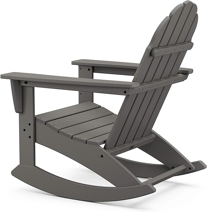 POLYWOOD Vineyard Adirondack 3-Piece Rocking Chair Set, Outdoor Patio Furniture with Side Table, HDPE All-Weather Porch Rockers, Fade-Proof, Black