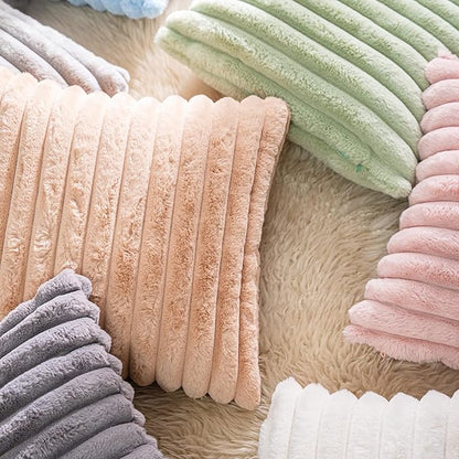 DEELAND Pack of 2,Double-Sided Faux Fur Plush Decorative Throw Pillow Covers Fuzzy Striped Soft Pillowcase Cushion Covers for Sofa Couch Bedroom Lightblue 20x20 inch
