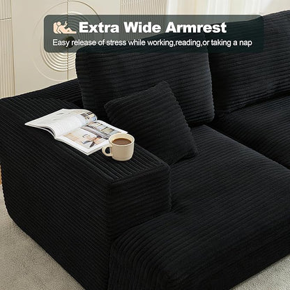 Cloud Modular Sectional Sleeper Sofa,U-Shape Modern Boneless Sectional Couch with Deep Seat,Upholstered Couches for Living Room Bedroom,No Assembly Required,Black