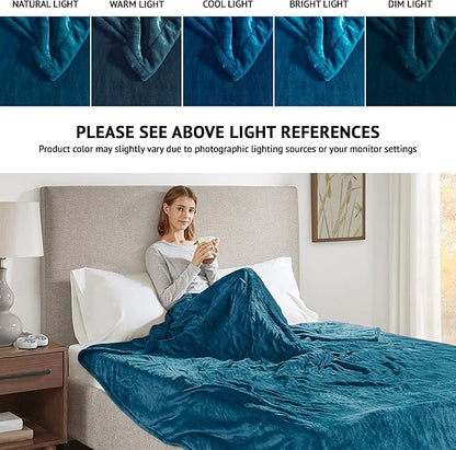Beautyrest Heated Electric Blanket for Cold Weather, Fast Heating Heated Blanket, Auto Shut Off, Virtually Zero EMF, Multi Heat Setting, UL Certified, Teal King (90 inx100 in)