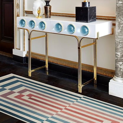 RUGGABLE x Jonathan Adler Machine Washable Modern Runner Rug – Op Art Teal 2.5x10, Stain-Resistant, Non-Slip – Washable Rug for Hallway, Entryway, Living Room & Kitchen–with Standard Pad