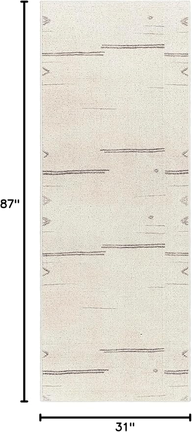 Livabliss x Becki Owens Rivi Moroccan Runner Area Rug, 2'7" x 7'3", Cream/Charcoal