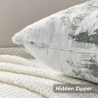 FUTEI Dark Green Decorative Throw Pillow Covers 12x20 Inch Set of 2,Soft Faux Cashmere Jacquard - Textured & Cozy Pillow Case,Modern Home Decor for Couch Bed Living Room