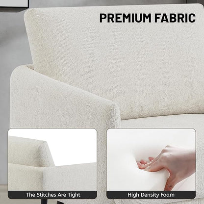 Oversized Accent Chair for Living Room Chairs Reading Arm Chair Comfy Modern Single Sofa Side Chairs with Metal Legs & Soft Cushion for Bedroom, Waiting Room (Chenille Oatmeal, Set of 2)