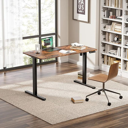 Electric Standing Desk 63 x 24 Inches, Height Adjustable Sit Stand Home Office Computer Desk with Memory Presets,Brown