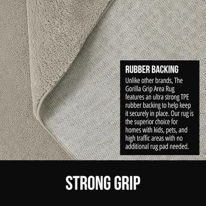GORILLA GRIP Slip Resistant Soft Washable Stain Resistant Area Rug, 8x10, Plush Thick Carpet for Nursery, Bedroom, Living Room, Non-Shedding Floor Rugs, Kid and Pet Friendly, Baby Home Decor, Taupe