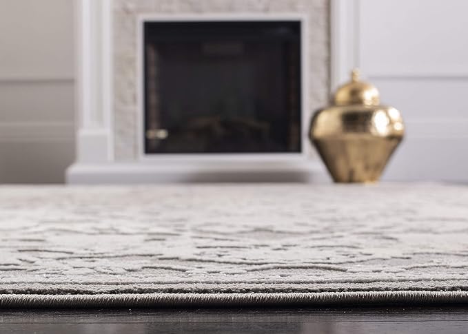 SAFAVIEH Reflection Collection Area Rug - 5'1" x 7'6", Dark Grey & Cream, Non-Shedding & Easy Cleaning, Ideal for Living Room, Bedroom (RFT665B)