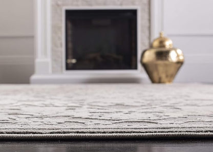 SAFAVIEH Area Rug 3x5 - Reflection Collection - Dark Grey & Cream, Non-Shedding & Easy Cleaning, Ideal for Entryway, Living Room, Bedroom (RFT665B)