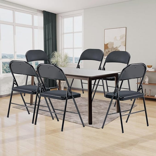 Black Folding Chairs 20 Pack with Padded Cushion and Back, Foldable Outdoor Chairs with 330-LBS Capacity, Portable Heavy Duty Metal Frame Commercial Seat for Party Kitchen Dinning Events Wedding