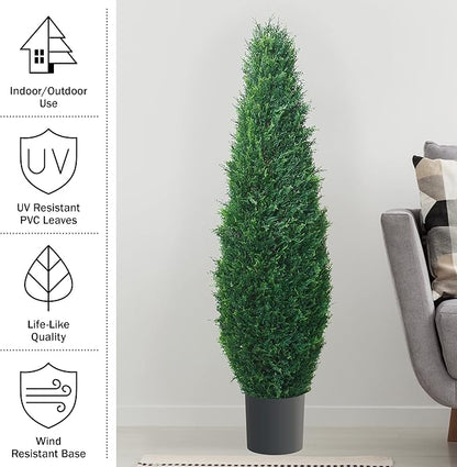 Pure Garden Artificial Topiary - 41" Tall Cypress Tree Shrub - Outdoor Decor - Faux Trees for Planters