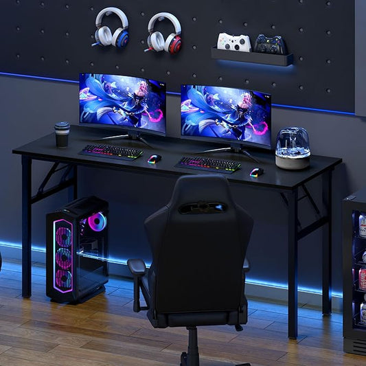 Need Folding Computer Desk, Large 60 inches Folding Table for Home Office, No Install Needed Foldable Writing Table Desk, Black