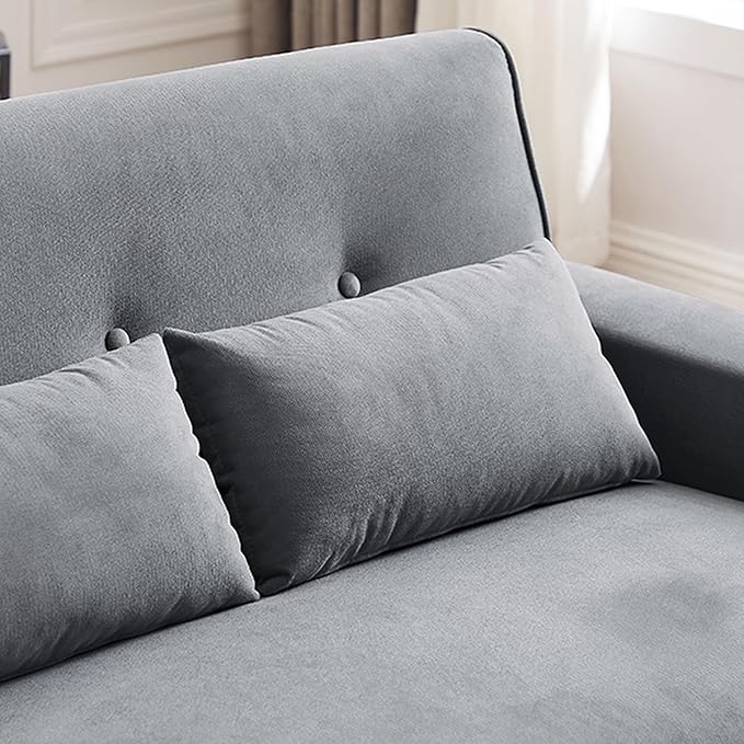 48.8" Small Loveseat Sofa, Mid Century Modern Love Seat Couch with Back Cushions and Plastic Legs, 2 Seater Couches for Living Room, Bedroom, Small Spaces, Light Grey