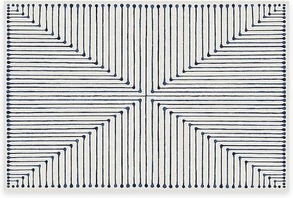 RUGGABLE x Jonathan Adler Machine Washable Modern Area Rug – Inkdrop Slate Blue 2x3, Stain-Resistant, Non-Slip – Small Rugs for Living Room, Bedroom, Hallway, Entryway & Bathroom–with Standard Pad