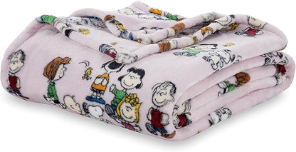 Berkshire Blanket Peanuts® VelvetLoft® Cute Character Snoopy Plush Blanket,Peanuts Laughing Robe Lilac,King 90 in x 108 in (Official Peanuts® Product)