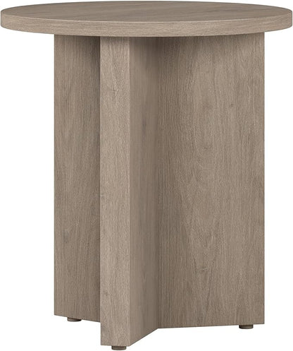 Henn&Hart 20" Wide Round Side Table in Antiqued Gray Oak, for Home, Living Room, Bedroom, Entertainment Room or Office