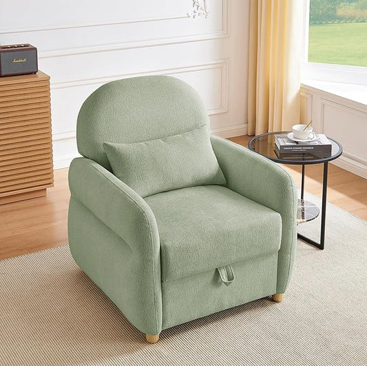 Modern Accent Chairs for Living Room, Comfy Chenille Armchairs with Storage, 33.5" W Single Reading Chairs for Bedroom, Study Room, Apartment, Tool Free Assembly, Sage Green
