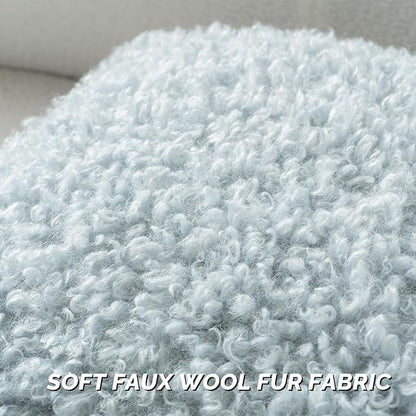 FUTEI Light Blue Decorative Throw Pillow Covers 22x22 Inch Set of 2,Soft Fluffy Faux Wool Fur Boucle Textured Cushion Case,Modern Home Decor for Couch Bed Living Room Office