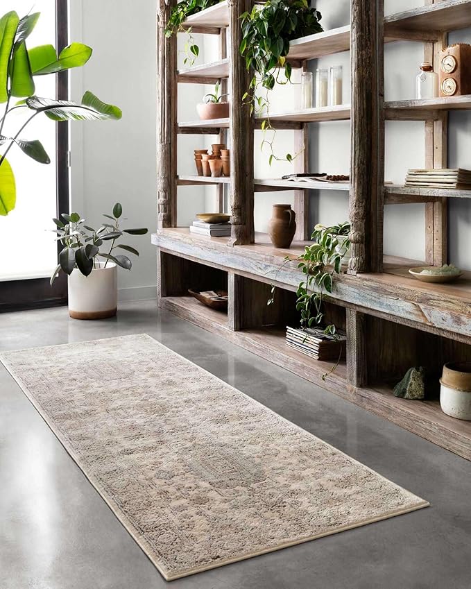 Loloi Teagan Collection TEA-03 Ivory/Sand 2'-8" x 13' Runner Rug, Large, Soft Neutral Rug, High-Traffic for Living Room, Bedroom, Home Office, Dining Area