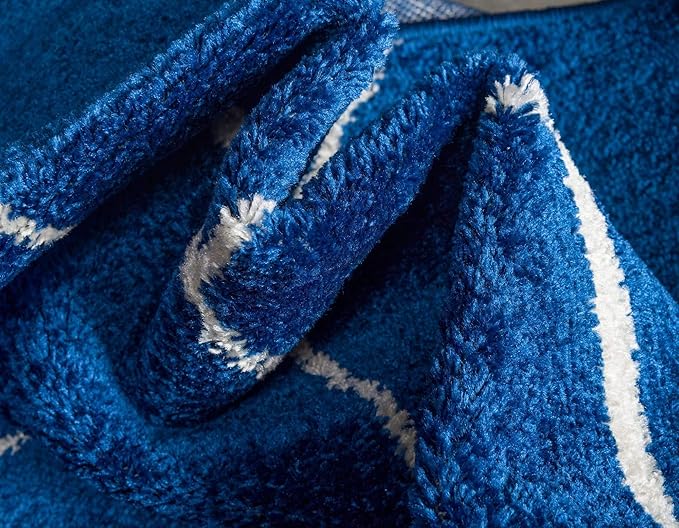 Unique Loom Trellis Frieze Collection Area Rug - Geometric (5' Square, Navy Blue/ Ivory)