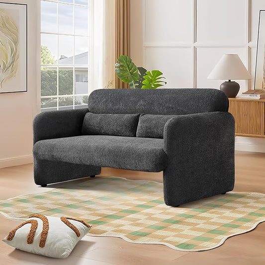 59" W Upgrade Lambswool Fabric Loveseat Sofa, Modern Love seat Couch, Solid and Easy to Install, Upholstered 2-Seater Couch for Bedroom, Apartment, Living Room