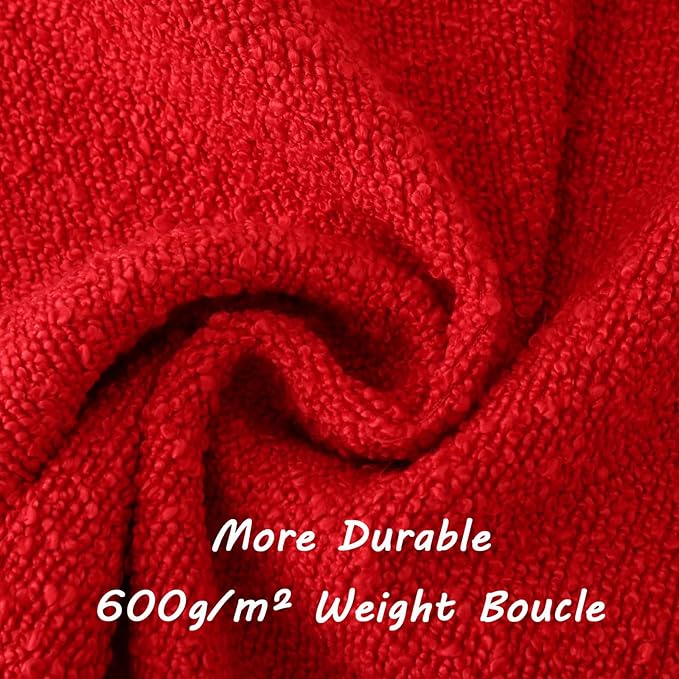 FUTEI Christmas Pack of 2 Red Decorative Throw Pillow Covers 22x22 Inch Soft Cozy Solid Boucle Textured Cushion Case,Modern Home Decor for Couch Bed Living Room