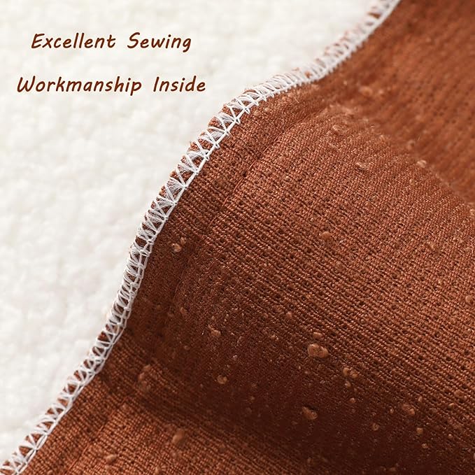 FUTEI Pack of 2 Rust Decorative Throw Pillow Covers 26x26 Inch Soft Cozy Solid Boucle Textured Euro Pillow Shams,Modern Home Decor for Couch Bed Living Room