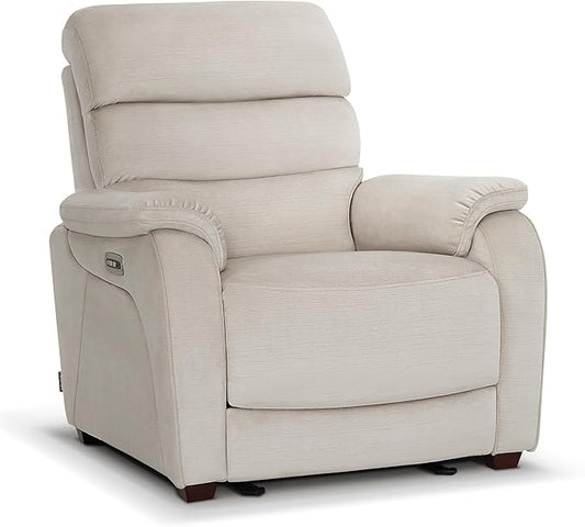 MCombo Power Zero Wall Hugger Recliner Chair for Small Space RV Living Room, Power Recliner with Adjustable Headrest, USB & USB-C Charging Ports, Fabric ST257 (Beige)