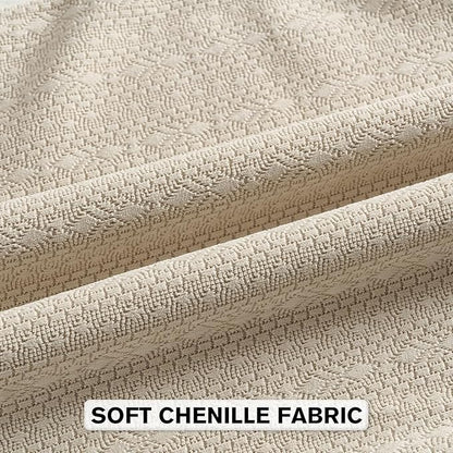 FUTEI Beige Chenille Throw Pillow Covers 26x26 Inch Set of 2,Soft Striped & Diamond Textured Euro Pillow Shams,Modern Home Decor for Couch Living Room