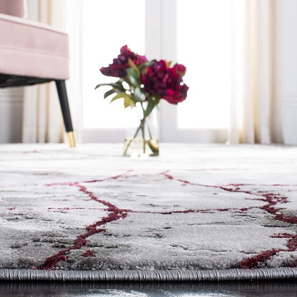 SAFAVIEH Craft Collection Runner Rug - 2'3" x 16', Grey & Wine, Modern Abstract Design, Non-Shedding & Easy Care, Ideal for High Traffic Areas in Living Room, Bedroom (CFT877S)