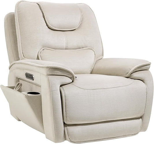 EONIX Triple Motor Lay Flat Zero Gravity Power Recliner Chair with Heat and Massage, Independent Adjustable Backrest Footrest Headrest, 400lbs Heavy Duty Medium Size, Stylish Chenille, Cream White