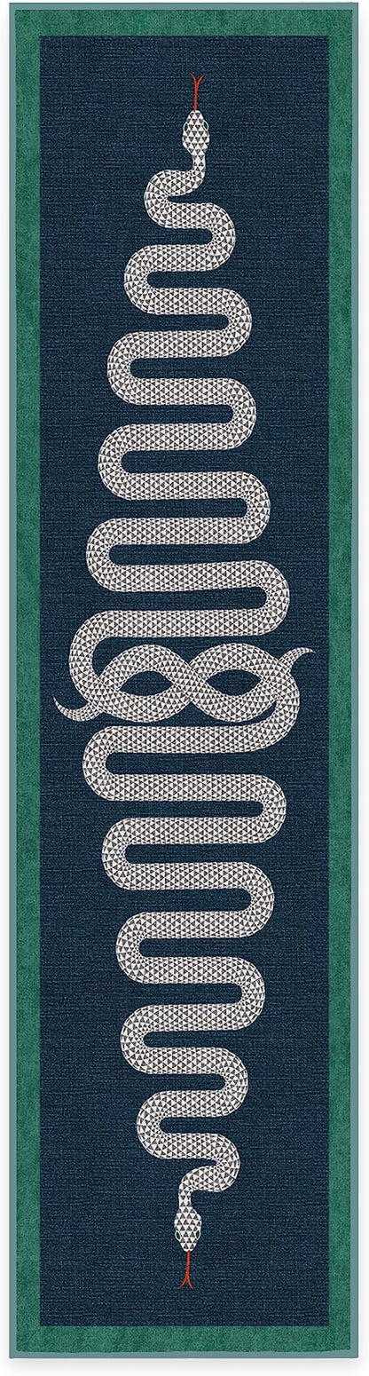RUGGABLE x Jonathan Adler Machine Washable Modern Runner Rug – Venom Sapphire 2.5x10, Stain-Resistant, Non-Slip – Washable Rug for Hallway, Entryway, Living Room & Kitchen–with Cushioned Pad