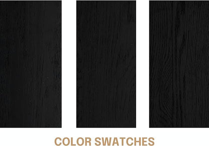 NTC Ruby Wooden Bed Frame with Headboard and Natural Rattan, Solid Oak Foundation with Silent Slats, 1000 Lb Capacity, Effortless Assembly, Queen - Burnt Black