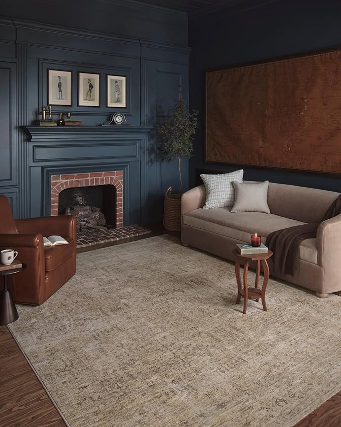 Loloi Magnolia Home by Joanna Gaines Junie Collection JUE-02 Oatmeal/Smoke 5'-3" x 7'-6", .38" Pile Height, Area Rug