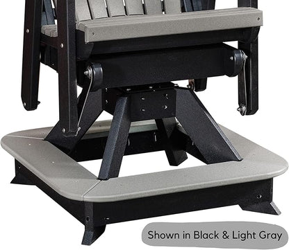 DutchCrafters Slat Fan Back Poly Balcony Adirondack Swivel Glider with Footrest Outdoor Patio Chair (Tudor Brown & Weatherwood)
