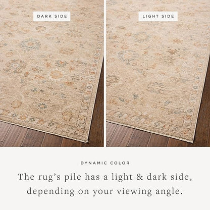 Loloi Chris Loves Julia Palma Collection PLM-11 Natural/Multi 2'-3" x 3'-10" Fringe Accent Rug Vintage Style Boho Living Room Bedroom Carpet