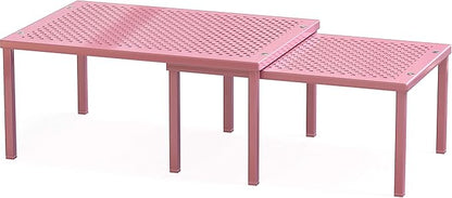 Simple Houseware Expandable Stackable Kitchen Counter Shelf Organizer, Pink, Metal Top, 11.25 in L x 7.9 in W x 5.4 in H