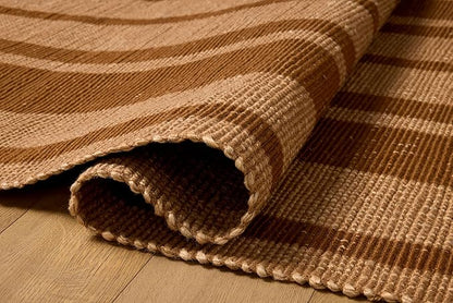 Loloi Leanne Ford Weatherstaff Collection WTS-04 Cinnamon/Natural 8'-6" x 11'-6" Area Rug Jute, Striped, Neutral, Living Room, Bedroom, Dining Room