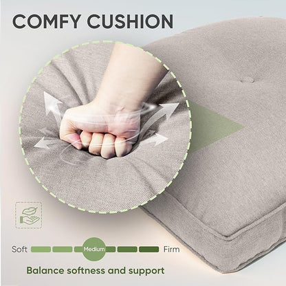 Outdoor Chair Cushion Set of 3, Waterproof Outdoor Seat Cushions 25x22, Patio Chair Cushions for Outdoor Furniture, Couch Cushion Replacement, Include 3 Back & 3 Seat Cushions, Button/Beige