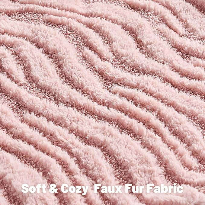 FUTEI Pink Decorative Throw Pillow Covers 18x18 Inch Set of 2,Soft Faux Fur Geometric Shapes Texture Cushion Case,Boho Home Decor for Couch Bed Living Room