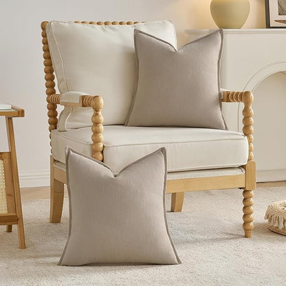FUTEI Oatmeal Chenille Throw Pillow Covers 16x16 Inch Set of 2,Edges Double-Stitched Cushion Cases,Modern Home Decor for Couch Living Room