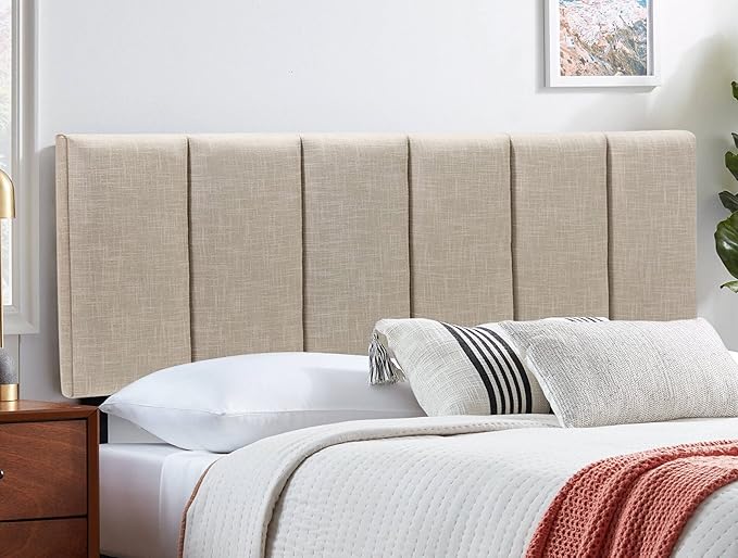 Yongchuang Upholstered King Headboard Linen Head Board for King/Cal King Size Bed Adjustable Height Headboards Panel Oatmeal