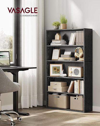 VASAGLE Custos Collection - Bookshelf, 5-Tier Bookcase, Book Shelf, Open Storage Shelf, 9.4 x 30 x 52.8 Inches, for Living Room, Home Office, Dinning Room, Ebony Black ULBC175T56