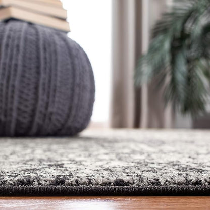 SAFAVIEH Evoke Collection 2'2" x 9' Black / Grey EVK256R Oriental Distressed Non-Shedding Living Room Entryway Foyer Hallway Bedroom Runner Rug