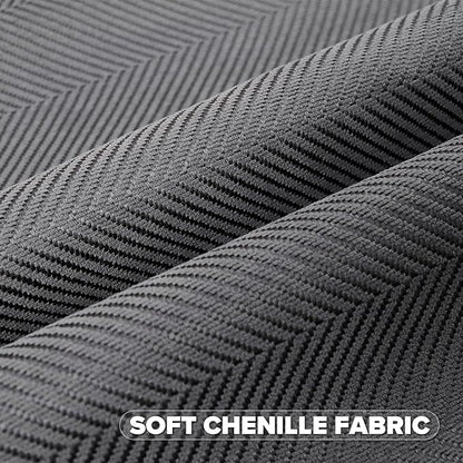 FUTEI Dark Grey Chenille Throw Pillow Covers 20x20 Inch Set of 2,Soft Wide Chevron Textured Cushion Case,Farmhouse Home Decor for Couch Bed Living Room