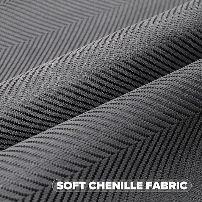 FUTEI Dark Grey Chenille Throw Pillow Covers 12x20 Inch Set of 2,Soft Wide Chevron Textured Lumbar Pillow Cases,Farmhouse Home Decor for Couch Bed Living Room